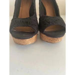 Nine West CLEARANCE Women's  Black Crochet Wedge Cork‎ Heels Size 7.5M GUC Photo 2