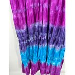 Maggie Barnes  Dress Women Size 0X Tie Dye Blue Purple Boho Midi Ruffle Cotton Photo 5