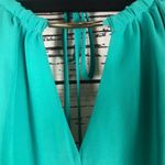 Halter neck Green Maxi Pleated Dress with gold neck accents size 2 Photo 5