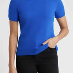 Premise  Blue Short Sleeve Crew Neck Stretch Knit Casual Sweater Size Medium Photo 0