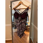 Athleta One Piece Side Ruched 32DDD One apiece Swinsuit Burgandy Floral Photo 1