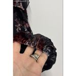 WHBM Black Floral Velvet Burnout Cold Shoulder Ruffle Photo 4