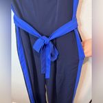 Anthropologie Elevenses Navy Blue Open Back Wide Leg Becas Jumpsuit Size 4 Photo 4