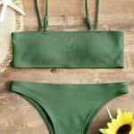 Zaful Army Green Ribbed Bikini Photo 0