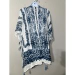 Vince Camuto Blue White Tie Dye Tassel Kimono Cover Up Beach Pool Resort Photo 4