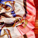 Vintage Equestrian PINK PEACH Royal Crown print oversized silky Scarf 35/35 Photo 10