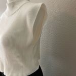 Preston & York Vintage White Ribbed Sleeveless Crop Top Photo 4