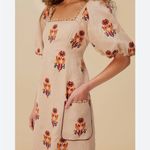 Farm Rio  Rose Embroidered Macaw Linen Midi Dress Photo 2