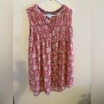 Knox Rose Dress Womens Pink Floral Sleeveless Button Front Smocked V Neck XXL Photo 2