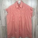 Lili Sidonio Anthropologie Smocked Button Front Mini Shirt Dress Pink Coral sz S Photo 8