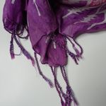 Purple Pink Silk Butterfly Floral Scarf Wrap Bohemian Boho Flowers Fringe Hippie Photo 2