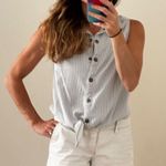 Lone Star Blue & White Striped Sleeveless Western Front Tie Button Down Top Sz M Size M Photo 1