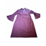 Eliza J  Women's Bell Sleeve V-Neck Cut Out Shift Eggplant Dress Photo 11