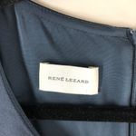 Rene Lezard Dress Long Sleeve Pleated Neckline A Line Pockets Navy Blue 38 US 8 Photo 2