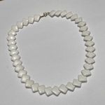 Trifari Signed White Plastic Beads Necklace Gold Tone Clasp Photo 2