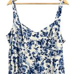 Abercrombie & Fitch  Babydoll Dress Blue Floral Linen Blend Smocked Back Size XXL Photo 1