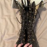 Michael Kors sz6.5 lace up brown leather boots w/removable faux fur tops EUC Photo 10