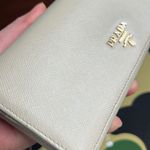 Prada  Beige Saffiano Leather Double Snap Long Wallet Photo 9