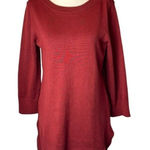 Adrienne Vittadini  Sweater Womens S Rust‎ Red Knit Boat Neck Ribbed Detail Photo 0
