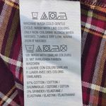 D&Co. Burgundy Plaid Collarless Button Down Shirt Size XL Burgundy Plaid Top Red Photo 8