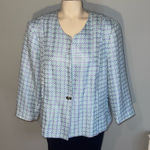 Sag Harbor Vintage  purple blue white blazer coat suit jacket 3/4 sleeve 16P Photo 0