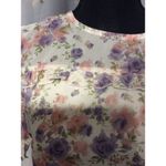 Allegra K Ruffled Floral Gathered Sleeves Romantic Top Large L Women's Photo 2