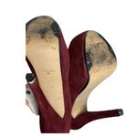 Topshop Burgundy Suede Platform Pumps 7” heels Size 8 Photo 2