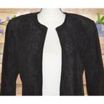 Vintage 80's Evan Davies Black Suede Leather Embroidered Blazer Jacket Size 10 Photo 5