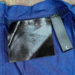 Women’s 3/4 Sleeve Block Color Blouse Zip Back Large Blue Photo 4