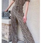 ZARA Black and Yellow Marigold Floral Wide Leg Jumpsuit Size Small Belted Photo 0