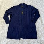 JM Collection  Womens Ribbed Trim Open Front Cardigan Sweater Intrepid Blue XL Photo 1