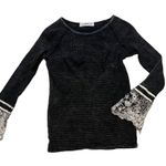 Able Black Long Sleeve Thermal Top White Lace Cuff Photo 5