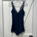 Eberjay Eberjey Womens Romper Small Navy Blue Lace Sleepwear Jersey Knit Housewife PJ Photo 3