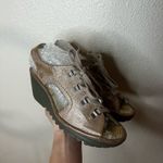 Fly London  Yuta Wedge Sandals Open Toe Lace-Up Rose Gold Metallic 2.5" Heel 40 Photo 1