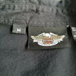 Harley Davidson Flirt Black Cap Sleeve Epaulets Waist Collar Blouse Top Womens M Size M Photo 3