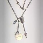 Bronze Tone Brass Tone Boho Dream Arrow CZ Rhinestone Pendant Necklace Photo 4