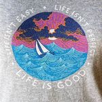 Life is Good Long Sleeve Gray Pullover Crusher Tee Shirt ~ Women's Top Size MED Photo 2