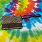 Coach 💜 Signature Stripe Lozenge Wristlet in Brown and Tan Fabric Photo 3