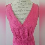 Charter Club  Pink Midi Dress Polished Cottom Eyelet & Crochet Trim Side Zip 16 Photo 1