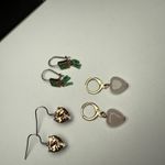 Dangle Drop Pierced Earrings Lot Of 3 Bead, Stone, Rhinestone Mix Photo 5