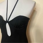 STAUD black Bardot Halter Keyhole Cutout Midi Dress SMALL Photo 4