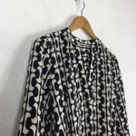 ZARA  Black Cream Mini Dress XS Abstract Print Ruffle Hemline 3/4th Puff Sleeves Photo 6