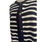 J CREW Knit Navy Blue White Striped Cardigan Size XXL Photo 2