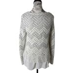 Lucky Brand womens sweater Size L Metallic Silver Stripe Open Knit Pullover Photo 3