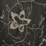 Papell Boutique top women’s size Medium black Indian beaded silk floral VTG 80 Photo 5