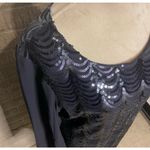 Connected Apparel Navy Blue Sequin Mesh Dress Size 16 Evening Party Formal Photo 1