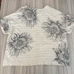 Pilcro Anthropologie Short Sleeve Boxy Striped Floral Tee Shirt XS Tan Photo 1