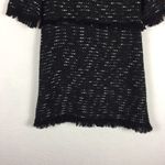 ZARA  Black Fringe Tweed Textured Knit Wide Sleeve Aline Mini Dress Medium Photo 9