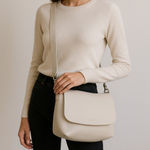 CALMA 1600 Leather Pebbled White Crossbody Bag – Minimalist Soft Leather Photo 0