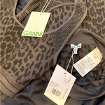 Ganni Charcoal Black Leopard Print Seamless Sports bra and Short Set Medium NWT Photo 5